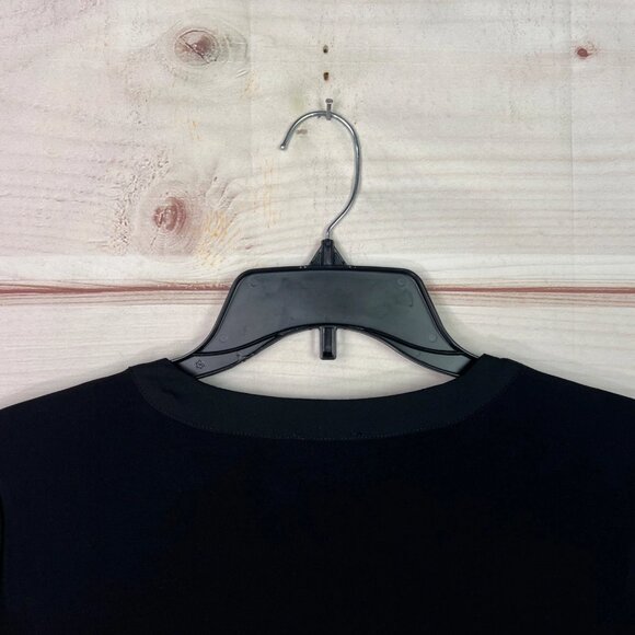 Ann Taylor Top Womens PM Black Long Sleeve Blouse Knit Woven V-Neck Pullover - Picture 6 of 6